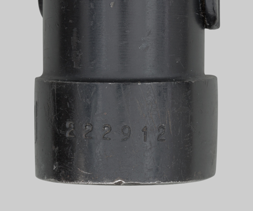 Image of South African R1 (FAL Type C) Bayonet in So. African Multipurpose Plastic Scabbard.